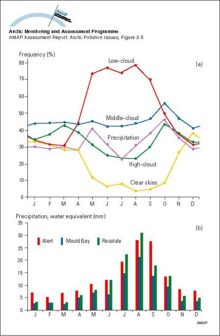 Cloud cover and precipitation in the Canadian High Arctic