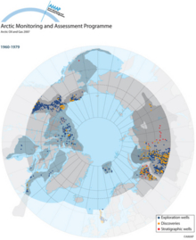 Expansion of exploration drilling activity in arctic oil and gas provinces. Locations of drilling 1960 to 1979