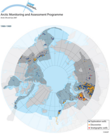 Expansion of exploration drilling activity in arctic oil and gas provinces. Locations of drilling 1980 to 1989