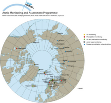 Locations of background monitoring stations for air and precipitation chemistry