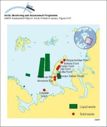 Locations of sea dumping of radioactive waste in the Russian Arctic