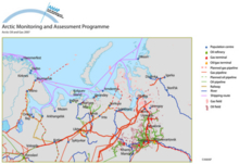 Map of main oil and gas transport routes from Russian Arctic production areas