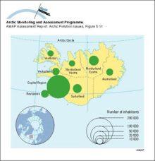 Population of Iceland, by geographic division, 1994 (based on administrative districts as of July 1, 1995)