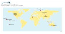 Sites where atmospheric testing of nuclear weapons has taken place since 1945