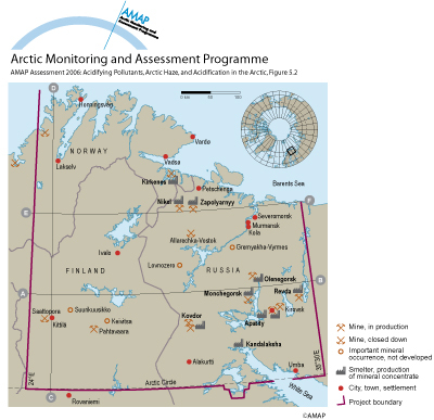 The Kola Ecoregion survey area and major industrial centers (map/graphic/illustration)