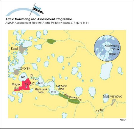 The system of dams and drainage channels at Mayak (map/graphic/illustration)