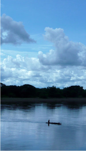 A Boat in Mekong Before Dark