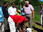 Members of the Nadi Basin Catchment Committee discussing Integrated Water Resource Management with Dr. Alfred Duda of the GEF Secretariat