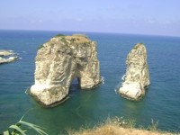 Raouche cliffs in Beirut, Lebanon 