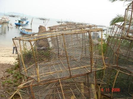 Fishing vessels and traps on Belitung Island, Indonesia